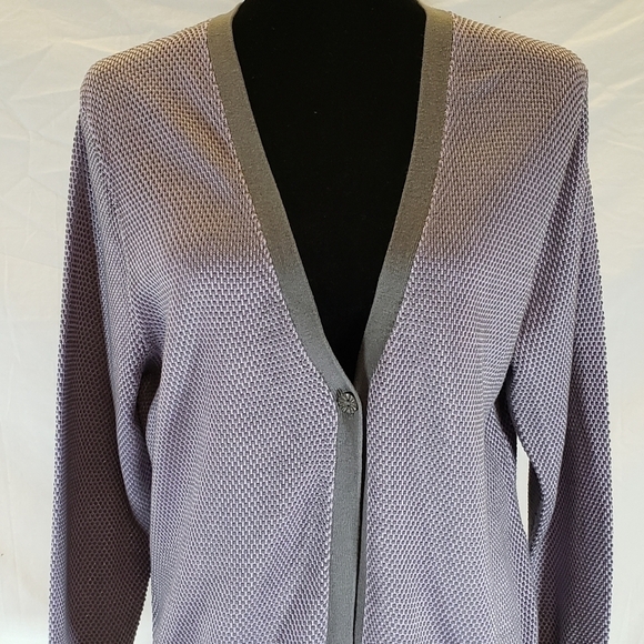 Pendleton Women's Purple And Gray Long Sleeve Cardigan Sweater Sz L - Picture 1 of 8